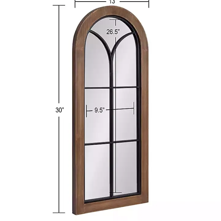 Brown Windowpane Arch Geoffrey Mirror