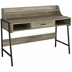 Brown Wood & Black Metal Tall Back Desk