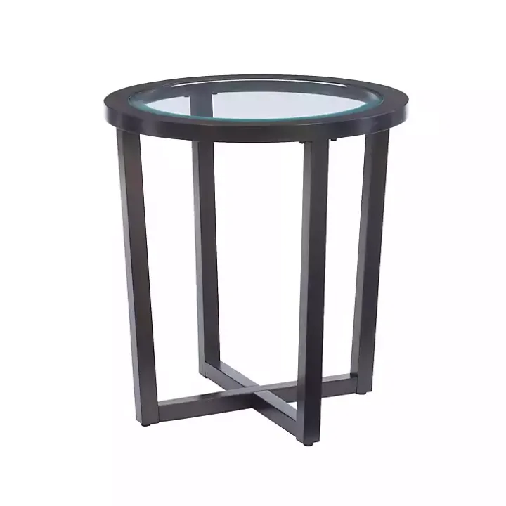 Brown Wood & Glass Top 3-pc. Table Set