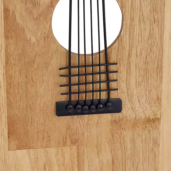 Brown Wood Acoustic Guitar Wall Plaque