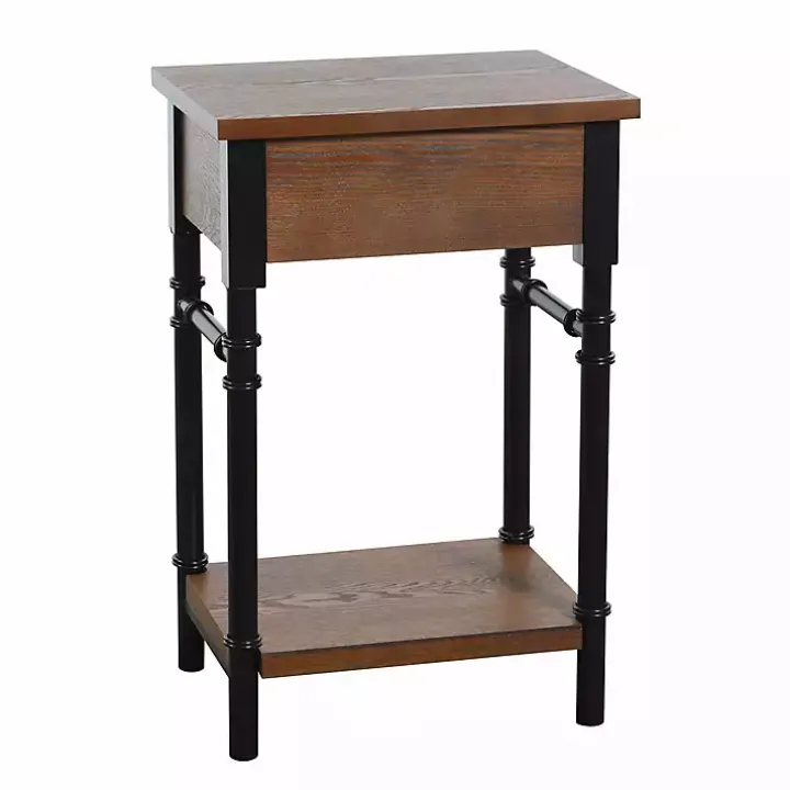 Brown Wood and Black Metal Ruth Accent Table