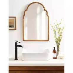 Brown Wood Arch Hogan Wall Mirror