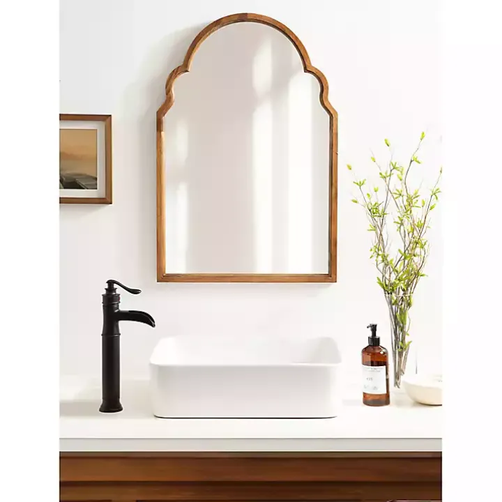 Brown Wood Arch Hogan Wall Mirror