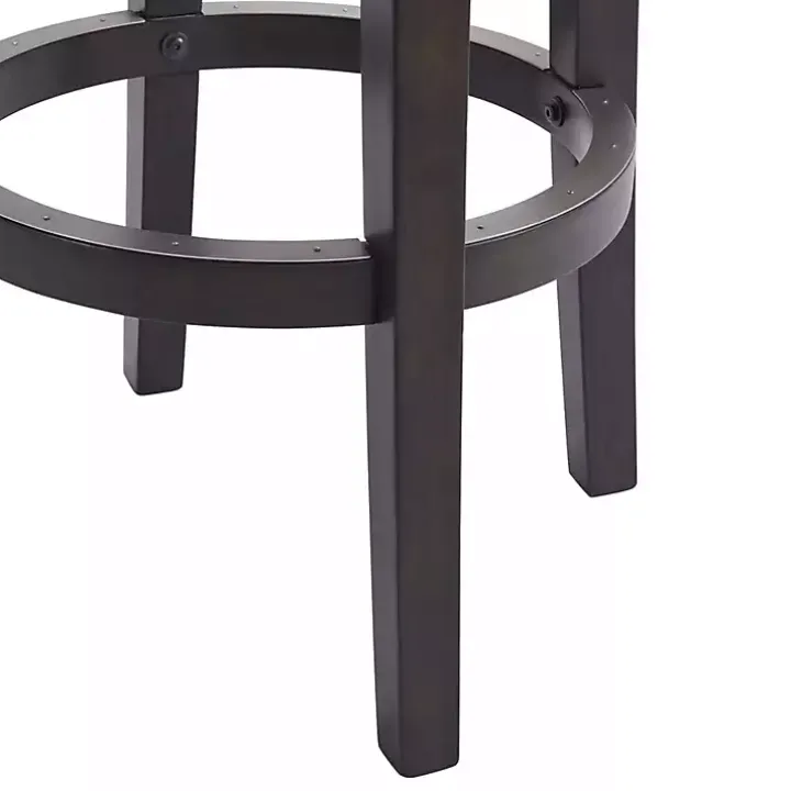 Brown Wood Backless Swivel Bar Stool