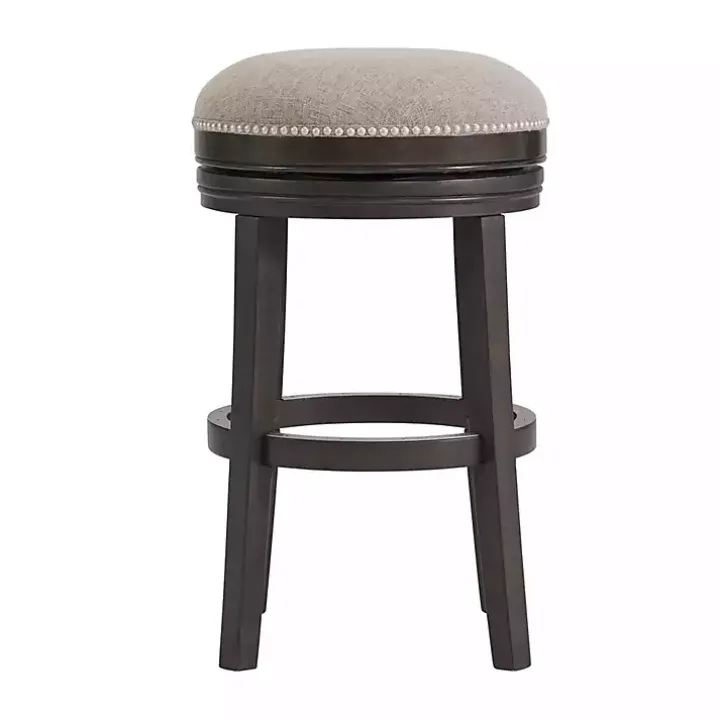 Brown Wood Backless Swivel 2-pc. Bar Stool Set