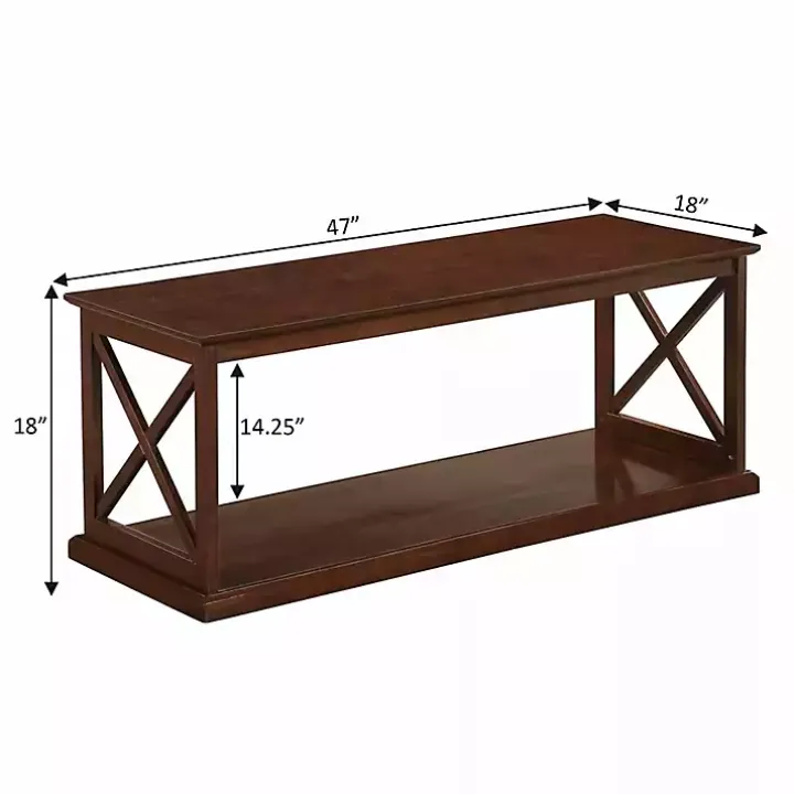 Brown Wood Double X Sides Coffee Table