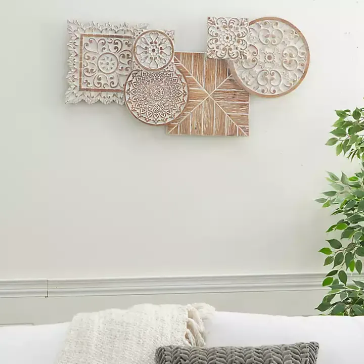 Brown Wood Geometric Layered Shapes Wall Plaque