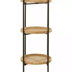 Brown Wood Mesh Woven 3-Tier Accent Table