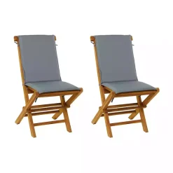 Brown Wood Outdoor Folding Dining Chairs, Set of 2
