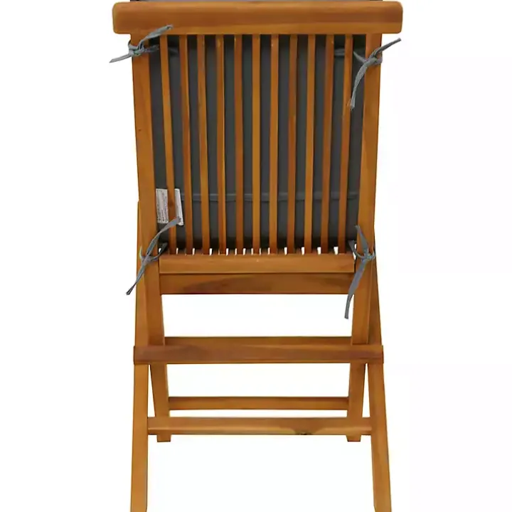 Brown Wood Outdoor Folding Dining Chairs, Set of 2