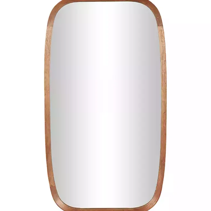 Brown Wood Rounded Edges Mirror