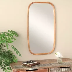 Brown Wood Rounded Edges Mirror