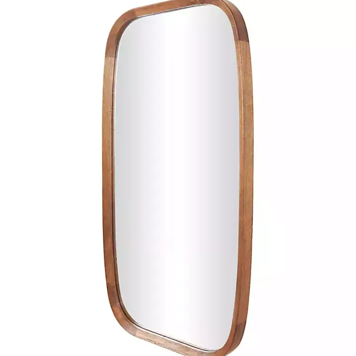 Brown Wood Rounded Edges Mirror