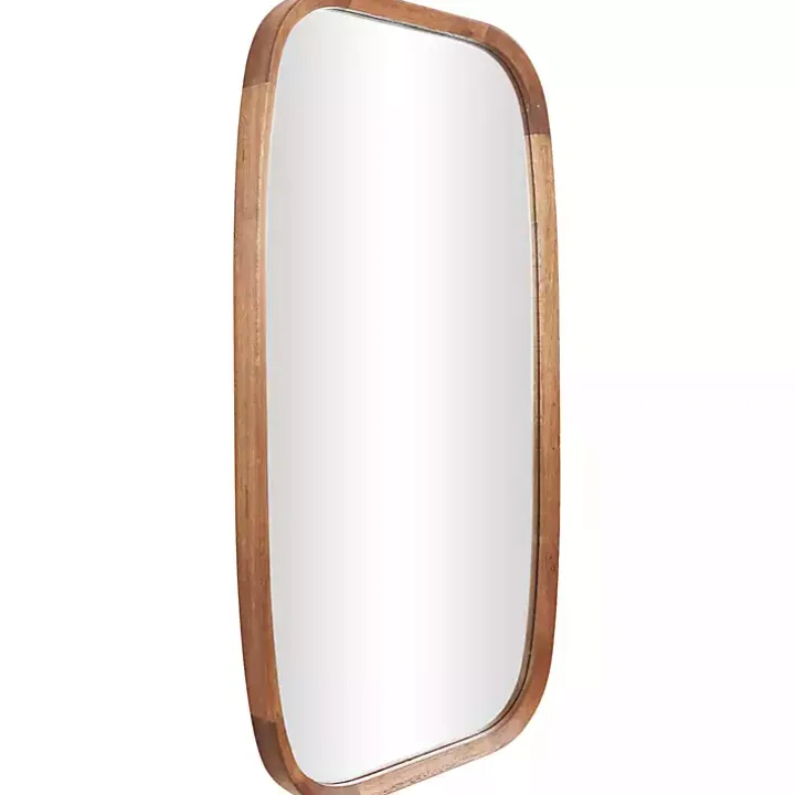Brown Wood Rounded Edges Mirror