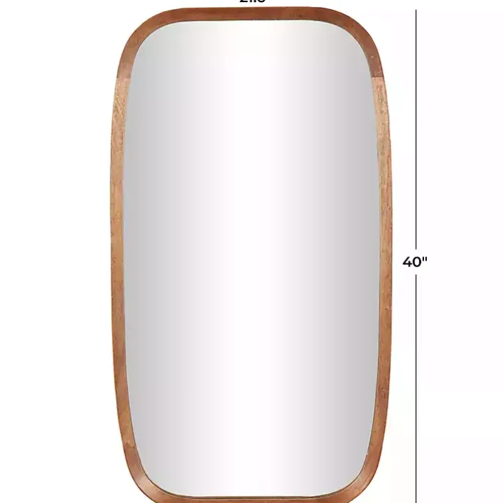 Brown Wood Rounded Edges Mirror