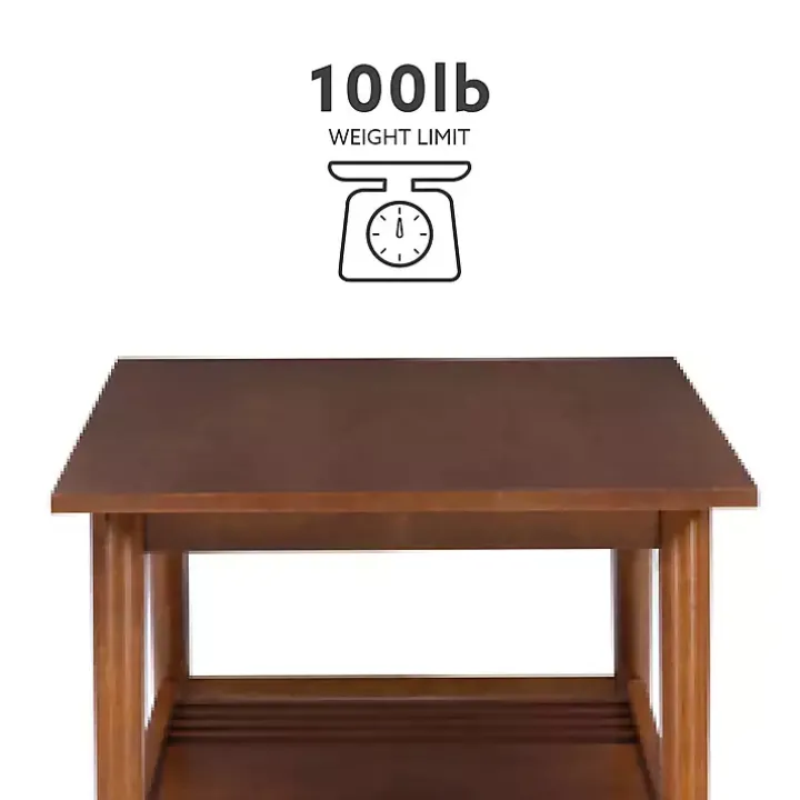 Brown Wood Slatted Bottom Shelf Coffee Table