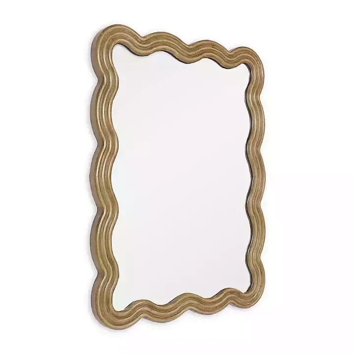 Brown Wood Wavy Adria Wall Mirror