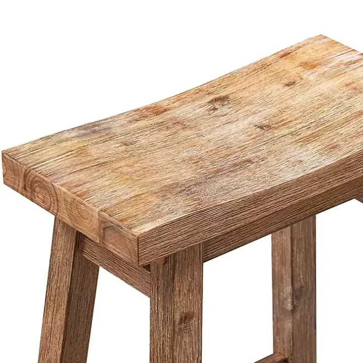 Brown Wooden Saddle Seat Counter Stool
