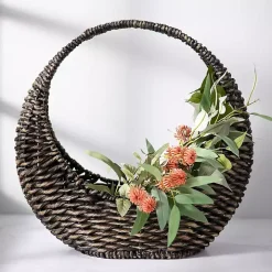 Brown Woven Half Moon Basket
