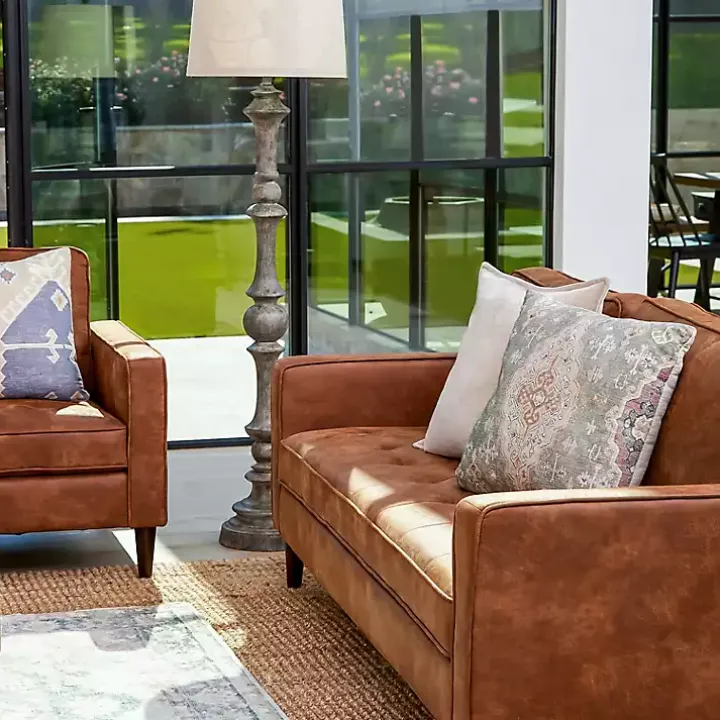 Brown Wyatt Faux Leather Sofa