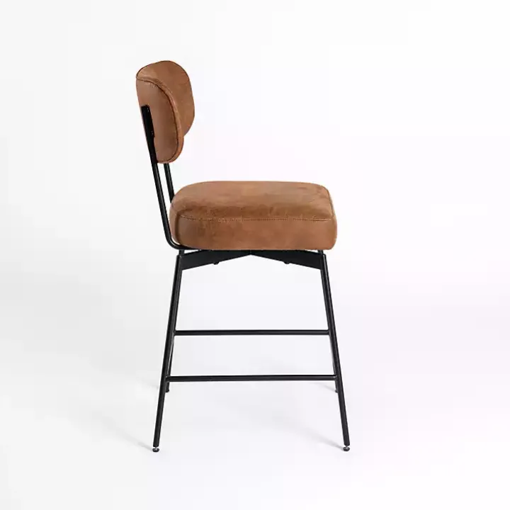 Brown Wyatt Faux Leather Swivel Counter Stool