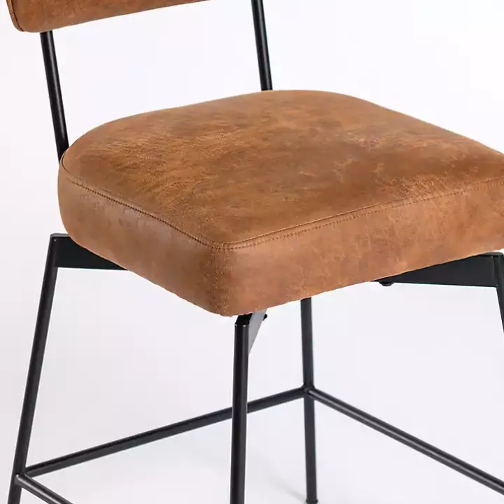 Brown Wyatt Faux Leather Swivel Counter Stool