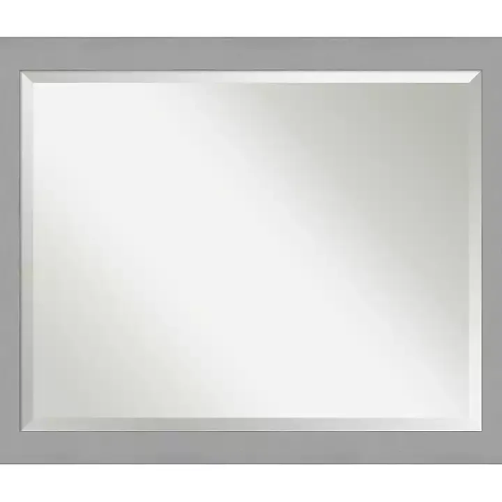 Brushed Metallic Silver Frame Beveled Mirror