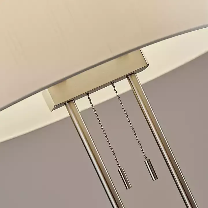 Brushed Steel Double-Bulb Oval Floor Lamp