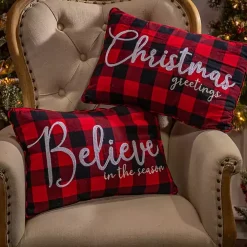 Buffalo Plaid Believe Christmas Pillows, Set of 2