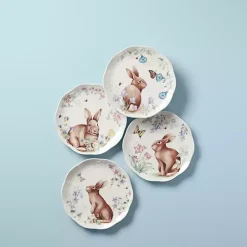 Bunny Butterfly Appetizer Plates, Set of 4