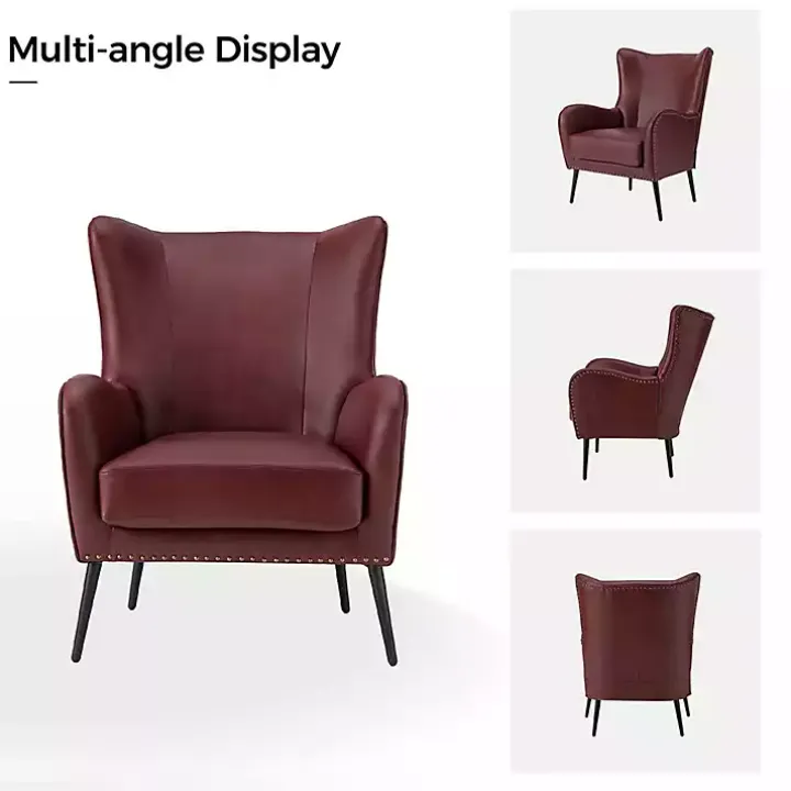 Burgundy Faux Leather Accent Chair