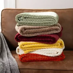 Burgundy Heavenly Herringbone Plush Throw