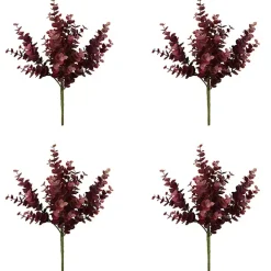 Burgundy Jade Leaf Sprays, Set of 4