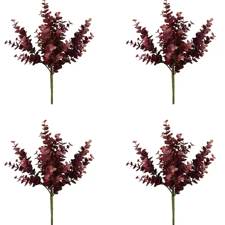 Burgundy Jade Leaf Sprays, Set of 4