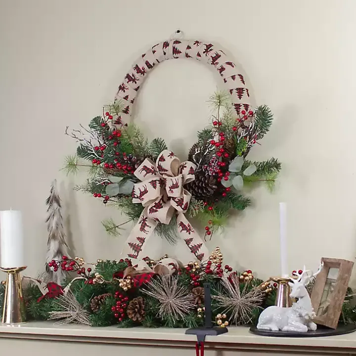 Burlap Buffalo Check Foliage Wreath