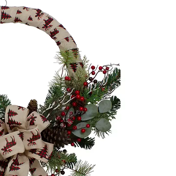 Burlap Buffalo Check Foliage Wreath