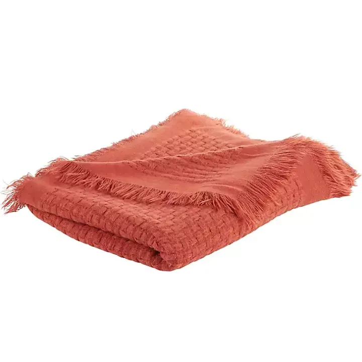 Burnt Orange Waffle Weave Throw Blanket