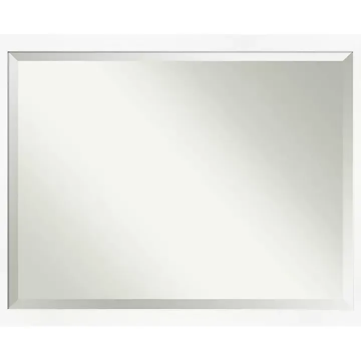 Cabinet White Narrow Frame Beveled Mirror