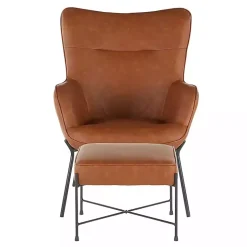 Camel Faux Leather 2-pc. Chair and Ottoman Set