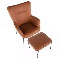 Camel Faux Leather 2-pc. Chair and Ottoman Set