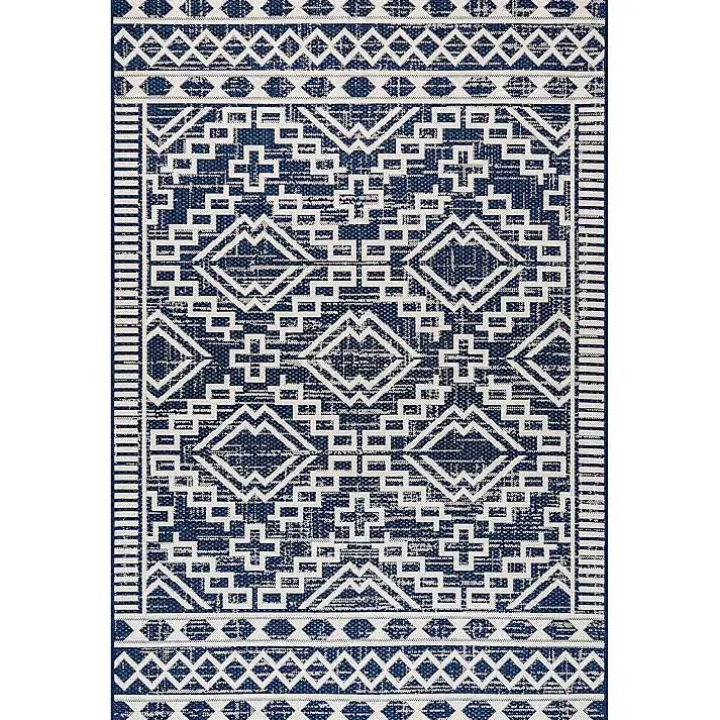 Cammie Blue Moroccan Tribal Outdoor Rug, 8x10