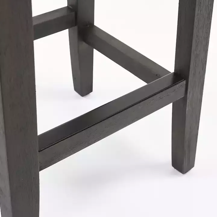 Caramel Wood and Faux Leather Backless Stool