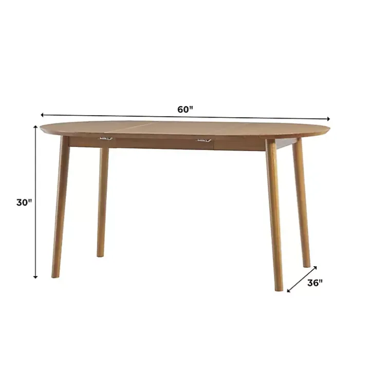 Caramel Wood Oval Dining Table with Leaf