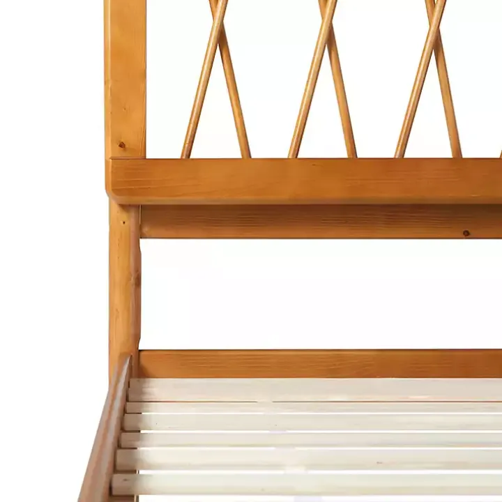 Caramel Wood Spindle Headboard Queen Bed