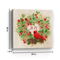 Cardinal Joy Wreath Canvas Art Print