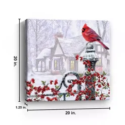 Cardinal on a Gatepost Canvas Art Print
