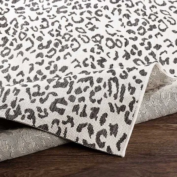 Cauli Black Leopard Print Outdoor Rug, 7x10