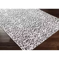 Cauli Black Leopard Print Outdoor Rug, 7x10