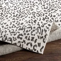 Cauli Black Leopard Print Outdoor Rug, 6x6