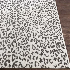 Cauli Black Leopard Print Outdoor Rug, 6x6